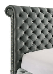 Voltare Gray Queen Upholstered Fireplace Bed with TV Lift - Gate FurnitureQueen Bed