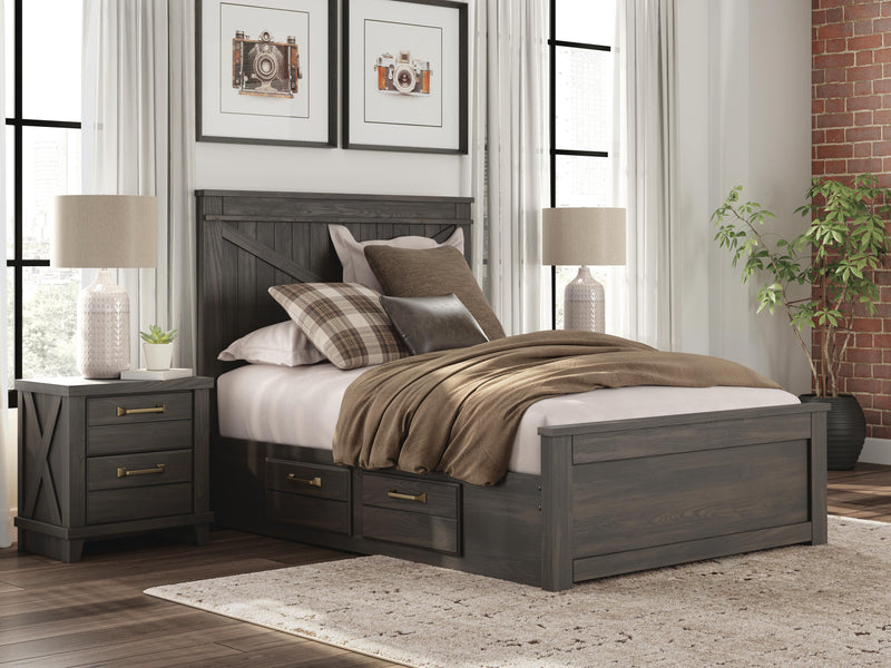 Vonitta Bay Dark Brown Full Panel Bed with 2 Sided Storage - PCB2648B18