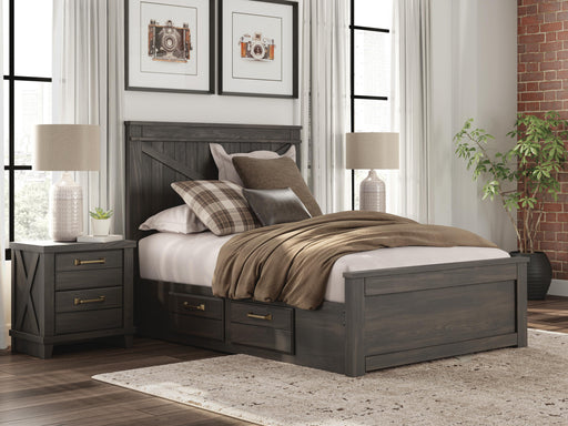 Vonitta Bay Dark Brown Full Panel Bed with 2 Sided Storage - PCB2648B18