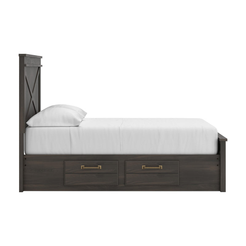 Vonitta Bay Dark Brown Full Panel Bed with 2 Sided Storage - PCB2648B18