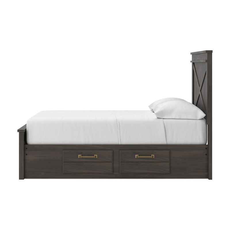 Vonitta Bay Dark Brown Full Panel Bed with 2 Sided Storage - PCB2648B18