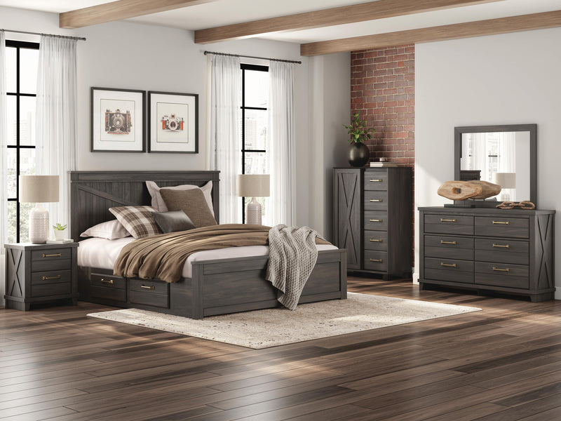 Vonitta Bay Dark Brown King Panel Platform Bed with Storage - PCB2648B26