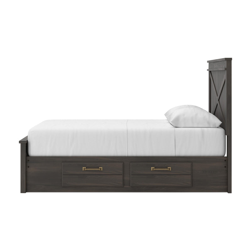 Vonitta Bay Dark Brown Queen Panel Bed with 2 Sided Storage - PCB2648B19