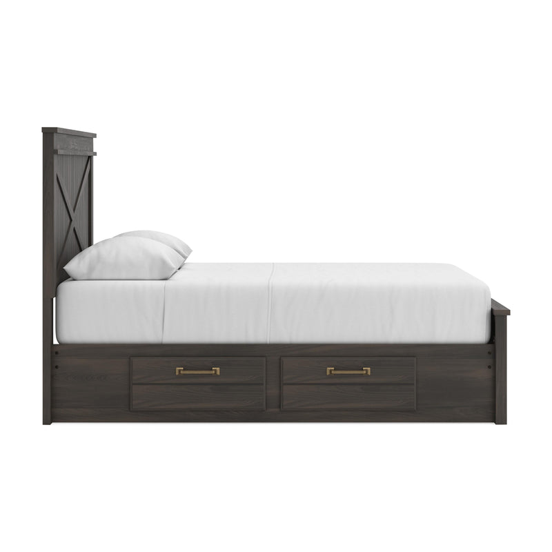 Vonitta Bay Dark Brown Queen Panel Bed with 2 Sided Storage - PCB2648B19