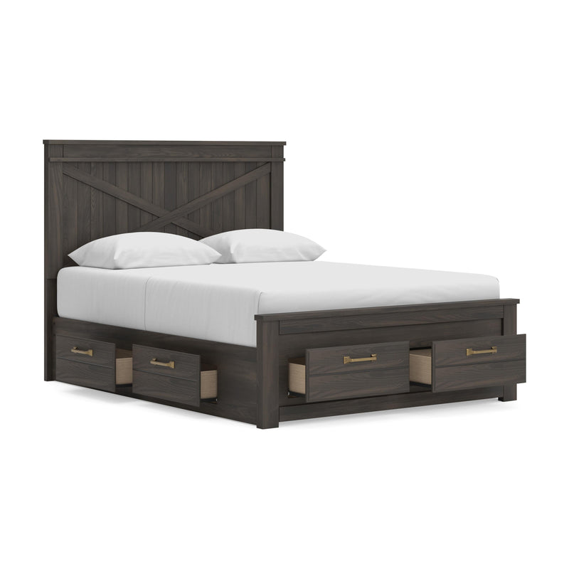 Vonitta Bay Dark Brown Queen Panel Storage Bed - PCB2648B22