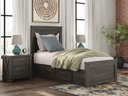 Vonitta Bay Dark Brown Twin Panel Bed with 2 Sided Storage - PCB2648B17