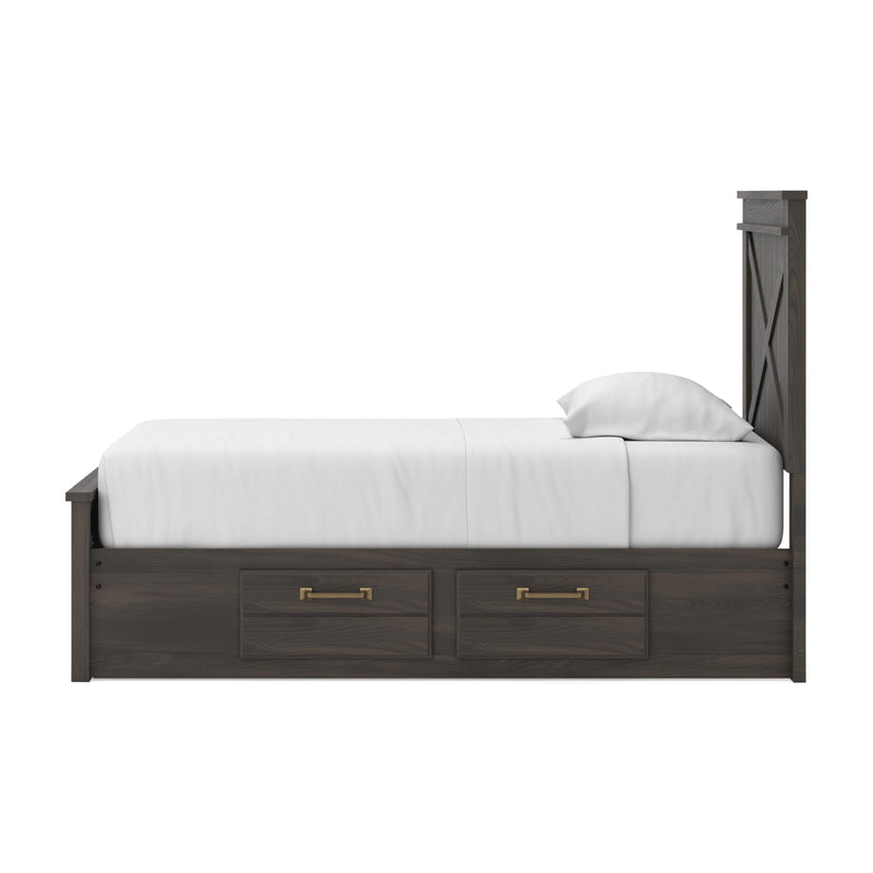 Vonitta Bay Dark Brown Twin Panel Bed with 2 Sided Storage - PCB2648B17