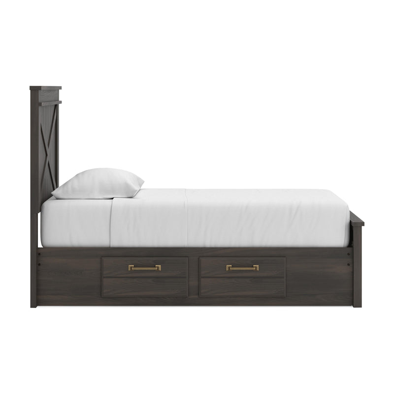 Vonitta Bay Dark Brown Twin Panel Bed with 2 Sided Storage - PCB2648B17
