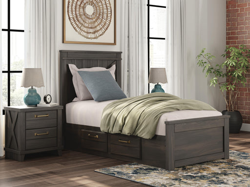 Vonitta Bay Dark Brown Twin Panel Bed with Storage - PCB2648B14