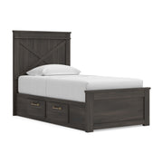 Vonitta Bay Dark Brown Twin Panel Bed with Storage - PCB2648B14