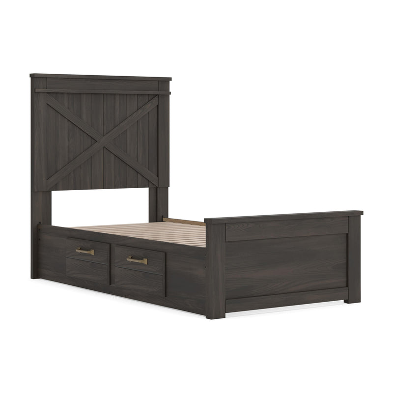 Vonitta Bay Dark Brown Twin Panel Bed with Storage - PCB2648B14