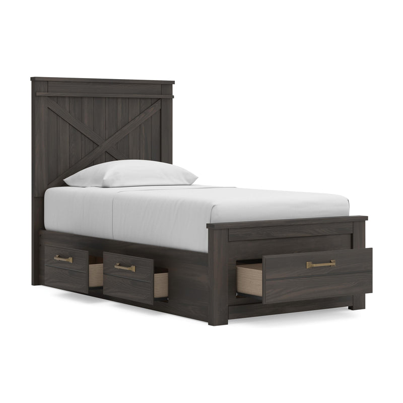Vonitta Bay Dark Brown Twin Panel Storage Bed - PCB2648B20