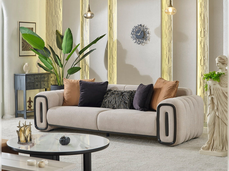 Voyance Stationary 4 Seat Sofa Beige in Beige - 101-VOY-MUM45-4