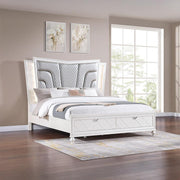 Wallace - Cream Storage King Bed with Upholstered Headboard and LED Light - B237-K-Bed