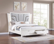 Wallace - Cream Storage Queen Bed with Upholstered Headboard and LED Light - B237-Q-Bed