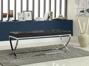 Walton Leatherette Upholstered Tufted Accent Bench Black - 501156