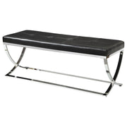 Walton Leatherette Upholstered Tufted Accent Bench Black - 501156