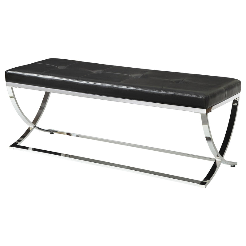 Walton Leatherette Upholstered Tufted Accent Bench Black - 501156