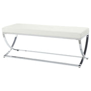 Walton Leatherette Upholstered Tufted Accent Bench White - 501157
