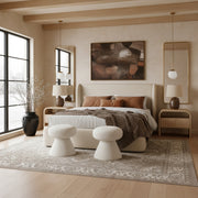 Warby Vegan Leather Upholstered King Bed in Beige - WarbyBeige-K
