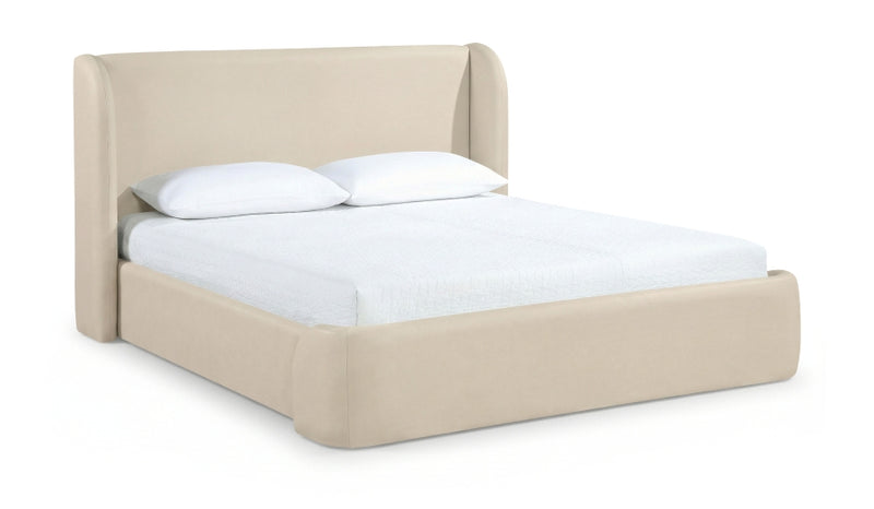 Warby Vegan Leather Upholstered King Bed in Beige - WarbyBeige-K