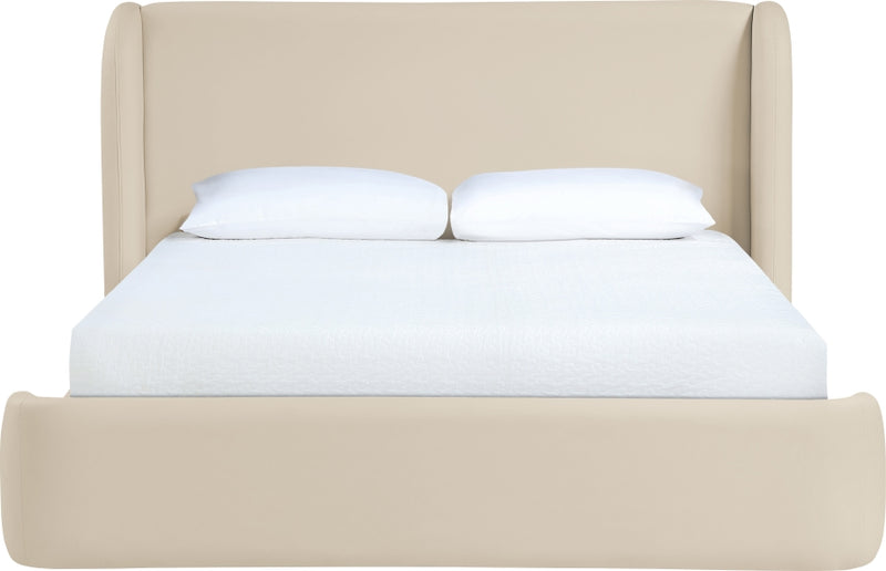 Warby Vegan Leather Upholstered King Bed in Beige - WarbyBeige-K