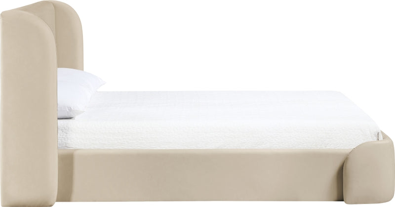 Warby Vegan Leather Upholstered King Bed in Beige - WarbyBeige-K