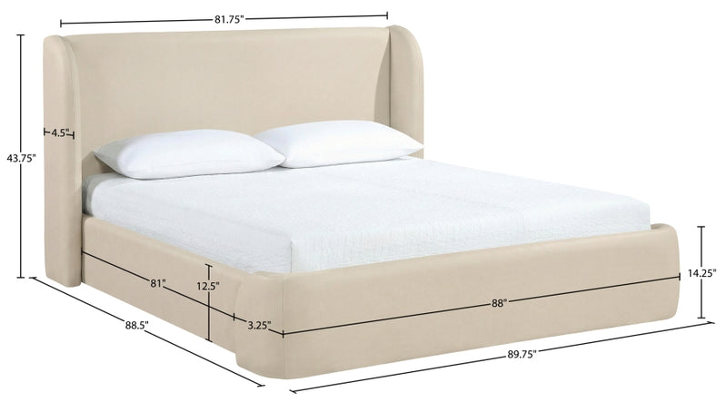 Warby Vegan Leather Upholstered King Bed in Beige - WarbyBeige-K