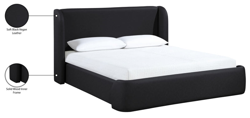 Warby Vegan Leather Upholstered King Bed in Black - WarbyBlack-K