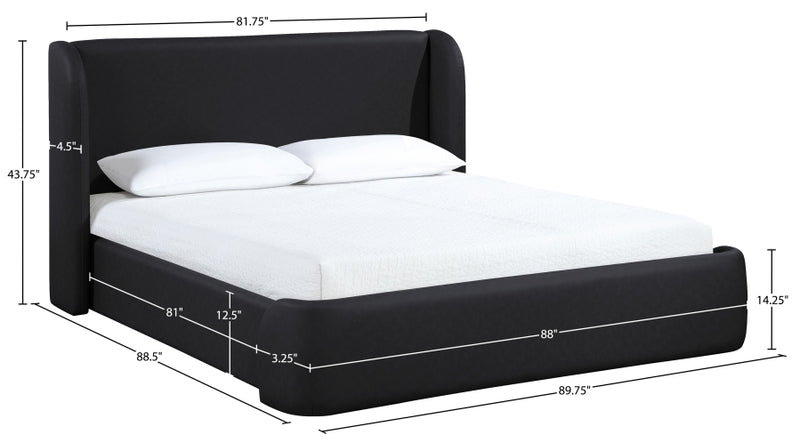 Warby Vegan Leather Upholstered King Bed in Black - WarbyBlack-K