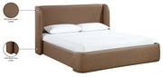 Warby Vegan Leather Upholstered King Bed in Brown - WarbyBrown-K