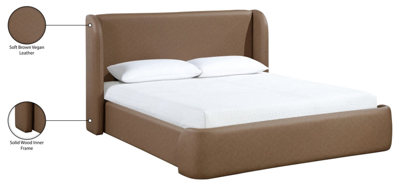 Warby Vegan Leather Upholstered King Bed in Brown - WarbyBrown-K