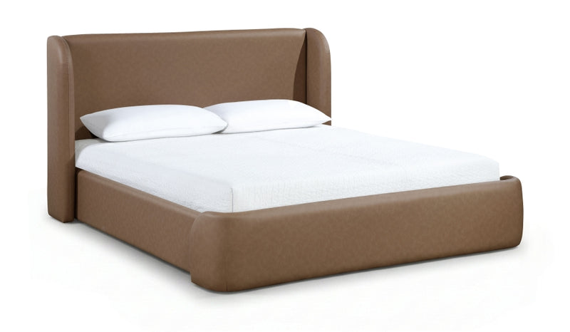 Warby Vegan Leather Upholstered King Bed in Brown - WarbyBrown-K