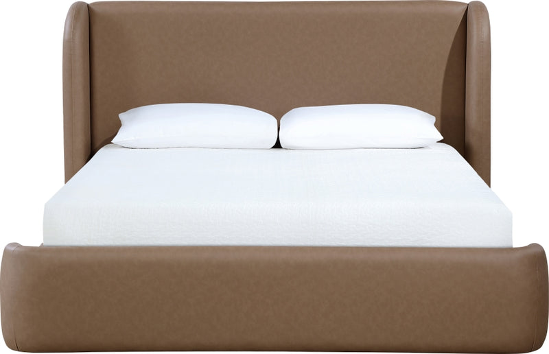 Warby Vegan Leather Upholstered King Bed in Brown - WarbyBrown-K