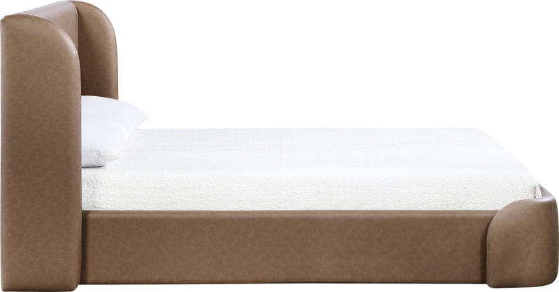 Warby Vegan Leather Upholstered King Bed in Brown - WarbyBrown-K