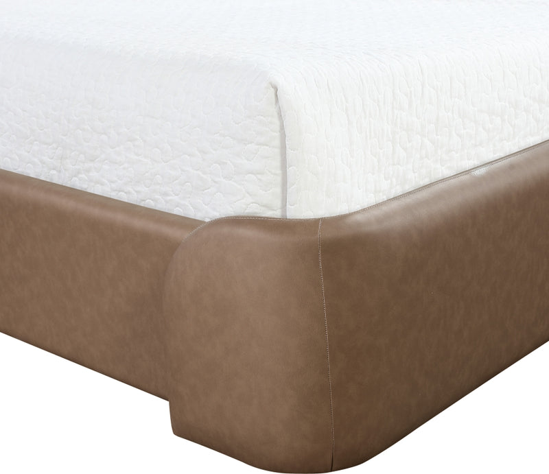 Warby Vegan Leather Upholstered King Bed in Brown - WarbyBrown-K
