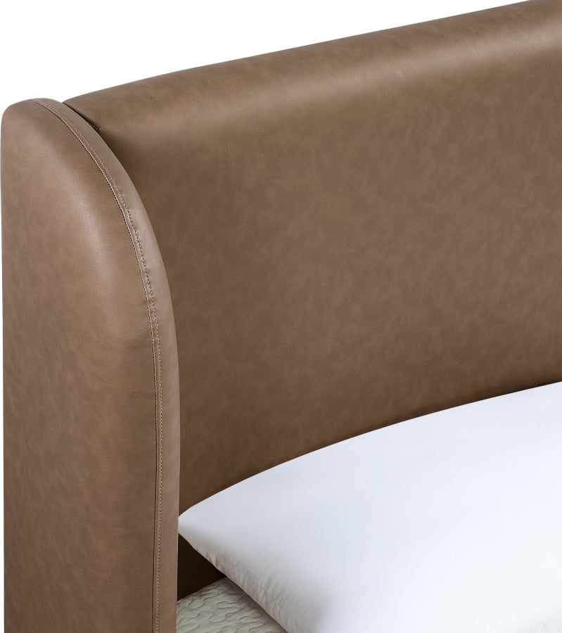 Warby Vegan Leather Upholstered King Bed in Brown - WarbyBrown-K