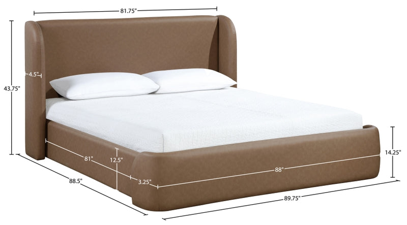 Warby Vegan Leather Upholstered King Bed in Brown - WarbyBrown-K