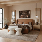 Warby Vegan Leather Upholstered King Bed in Cognac - WarbyCognac-K