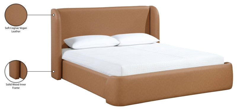 Warby Vegan Leather Upholstered King Bed in Cognac - WarbyCognac-K