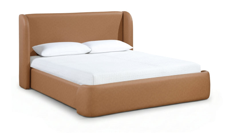 Warby Vegan Leather Upholstered King Bed in Cognac - WarbyCognac-K