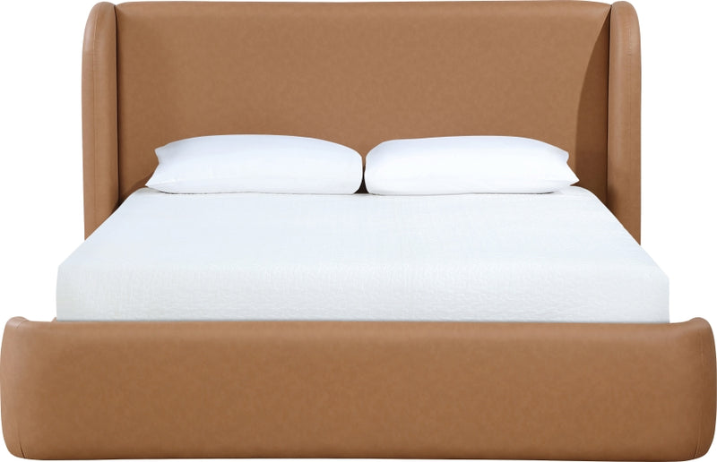 Warby Vegan Leather Upholstered King Bed in Cognac - WarbyCognac-K