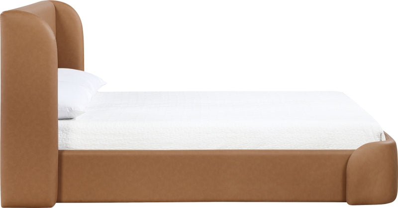 Warby Vegan Leather Upholstered King Bed in Cognac - WarbyCognac-K