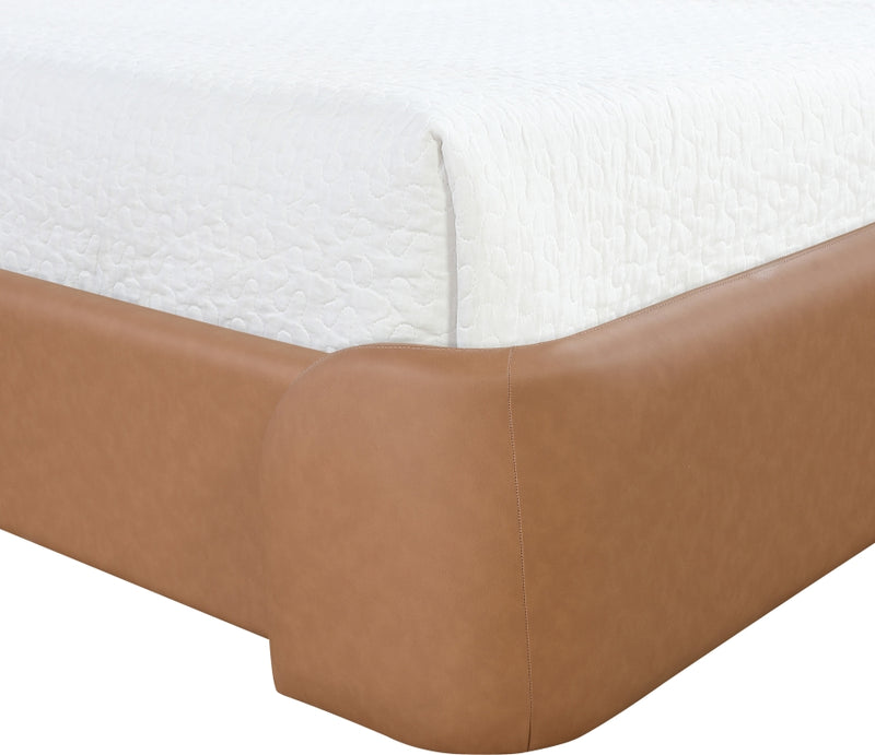 Warby Vegan Leather Upholstered King Bed in Cognac - WarbyCognac-K