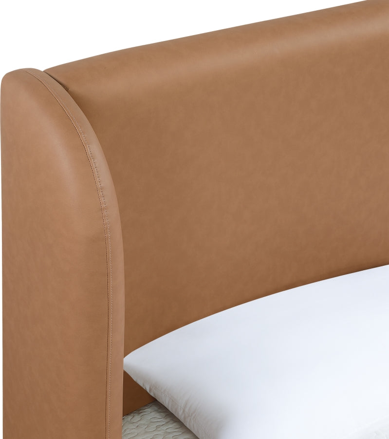 Warby Vegan Leather Upholstered King Bed in Cognac - WarbyCognac-K