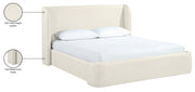 Warby Vegan Leather Upholstered King Bed in Cream - WarbyCream-K