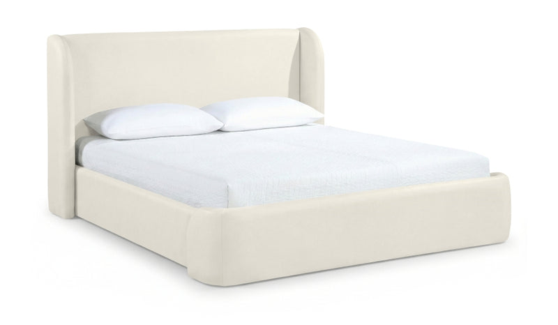 Warby Vegan Leather Upholstered King Bed in Cream - WarbyCream-K