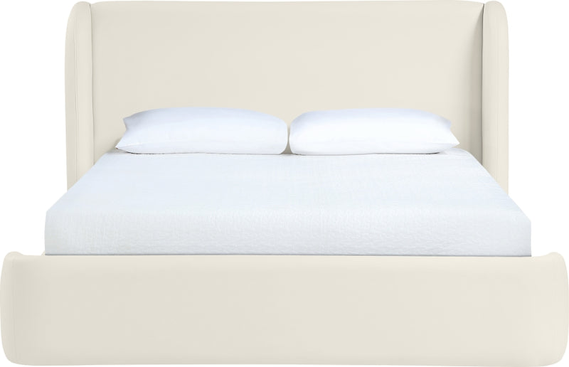 Warby Vegan Leather Upholstered King Bed in Cream - WarbyCream-K