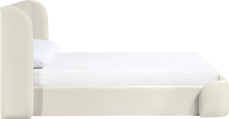 Warby Vegan Leather Upholstered King Bed in Cream - WarbyCream-K