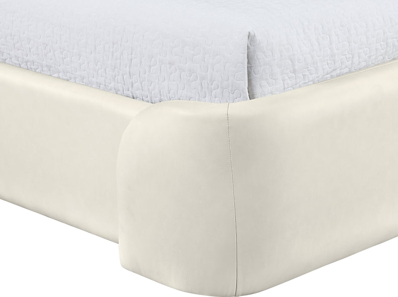 Warby Vegan Leather Upholstered King Bed in Cream - WarbyCream-K